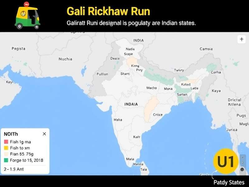 Map showing Gali Rickshaw Run's popularity across Indian states
